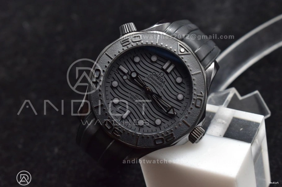 Seamaster Black VSF 43.5mm 1:1 Rubber Black Ceramic Dial Best 300m on Black A8806 Edition Strap 1228